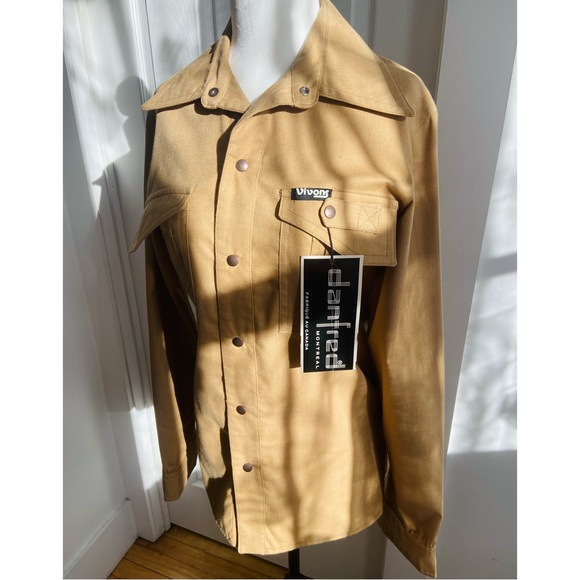 70s NWT DEADSTOCK Vivons Beige Front Snap Cargo Shirt Jacket - Picture 7 of 7